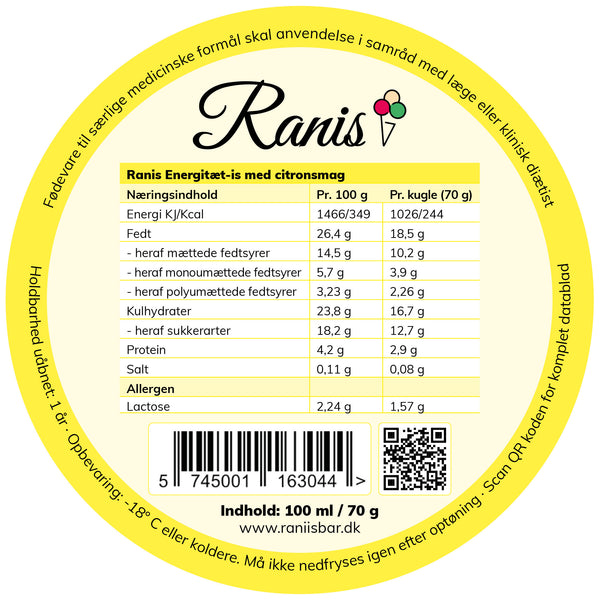 Ranis Lemon Energy-Dense Ice Cream